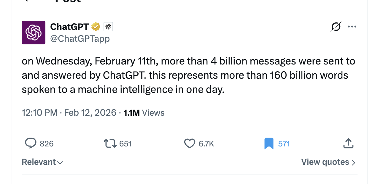 Tweet by ChatGPT official account